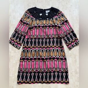 MILLY of New York Geometric Silk Dress Size 6 Designer Lined Cocktail